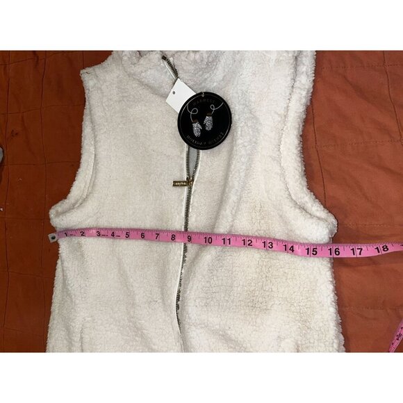 NWT Calvin Klein Cream Sherpa Fleece With Full-Zip Closure & Pockets Women's Ves - Picture 8 of 9
